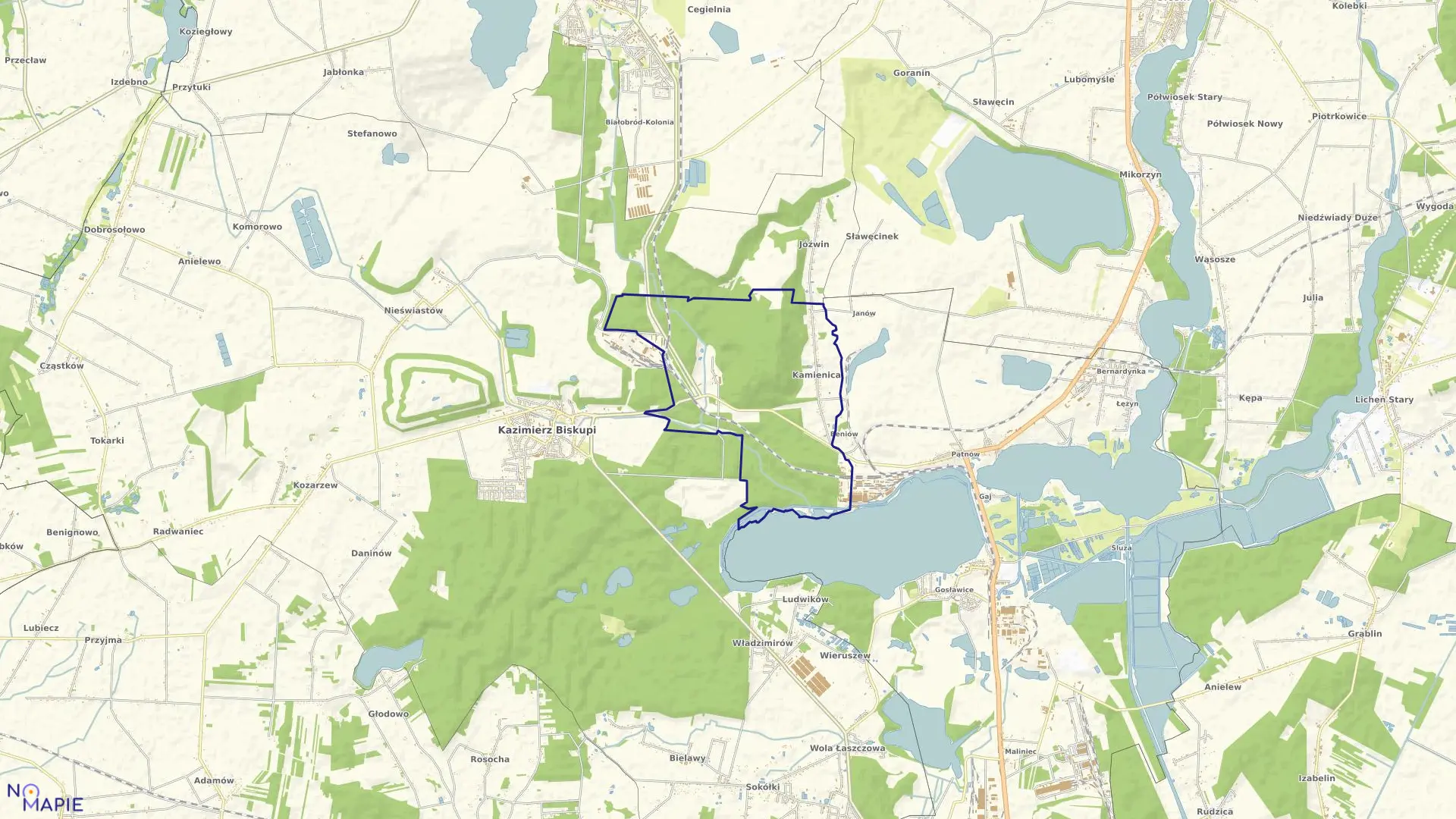 Mapa obrębu KAMIENICA w gminie Kazimierz Biskupi