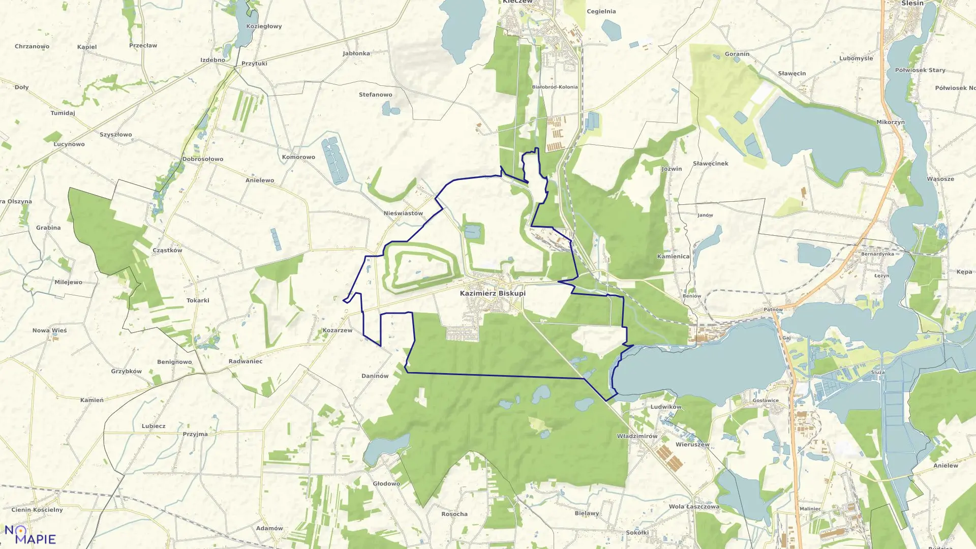 Mapa obrębu KAZIMIERZ BISKUPI w gminie Kazimierz Biskupi